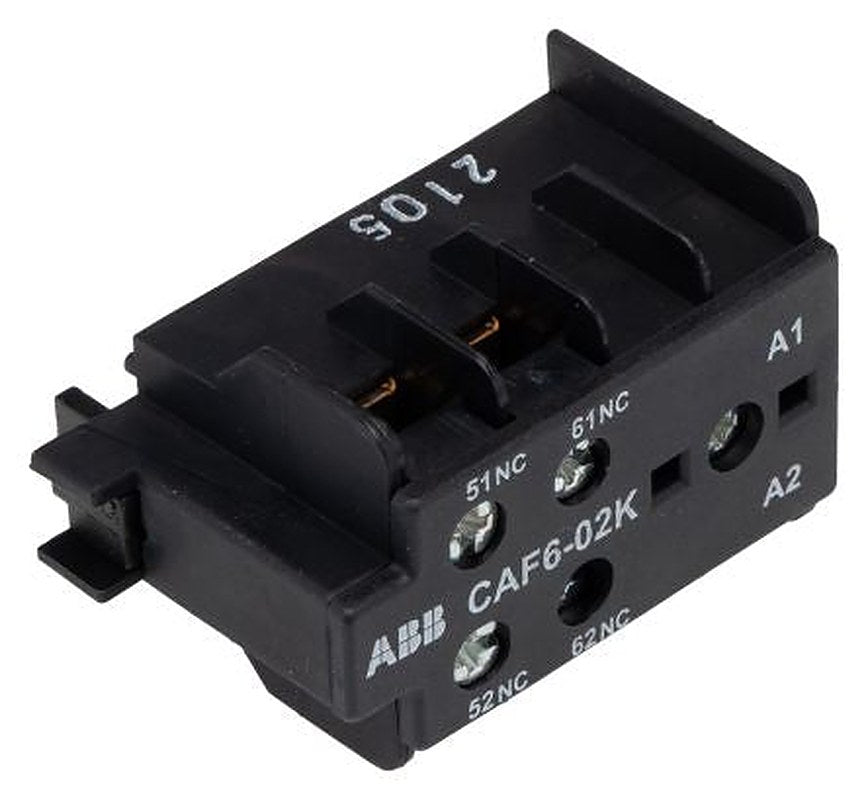 ABB Auxiliary Contact, 2 Contact, 2 NC, CAF6-02K, Front, 6 A, 250V, GJL1201330R0009 CAF6-02K