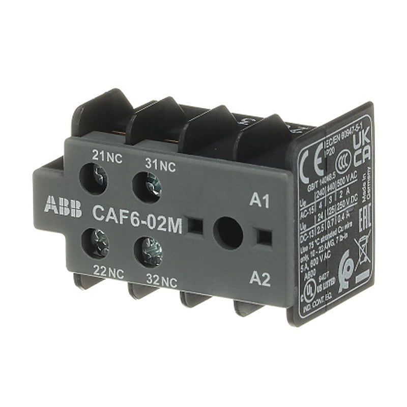 ABB Auxiliary Contact, 2 Contact, 2 NC, CAF6-02M, Front, 6 A, 250.69kV, GJL1201330R0011 CAF6-02M