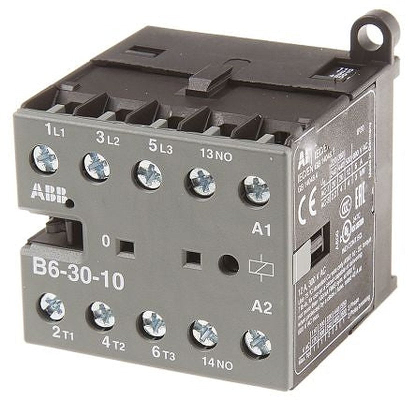 ABB B6 Contactor, 110V ac Coil, 3-Pole, 20 A, 4 kW 110V ac, 3 NO, 690V ac
