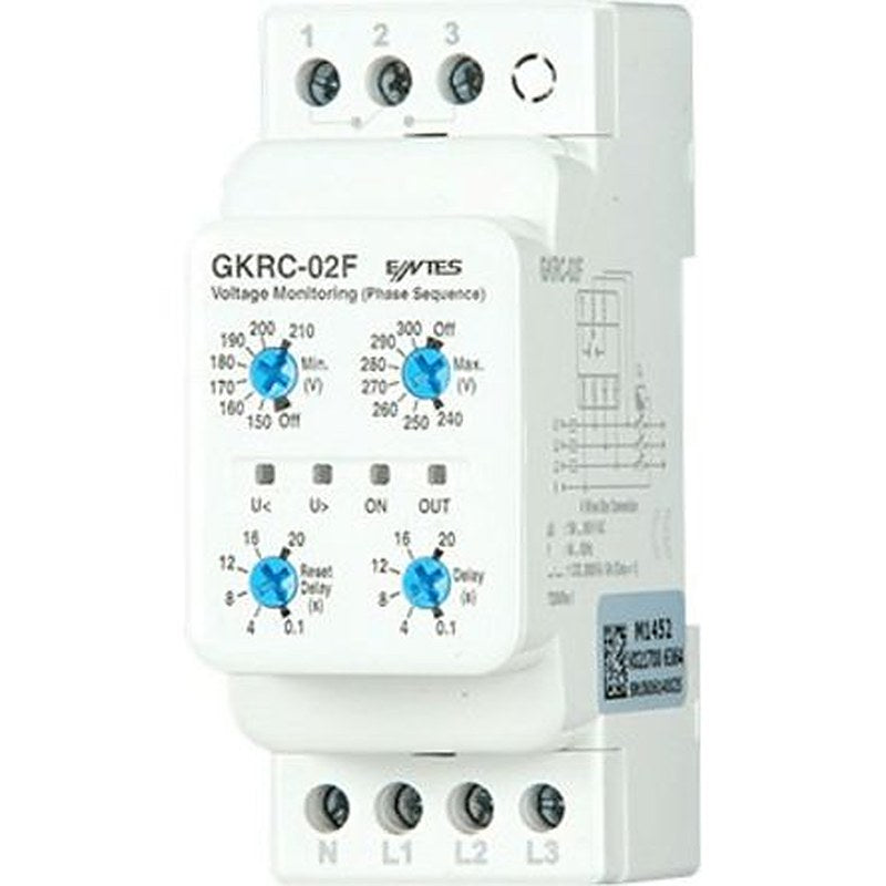 ENTES Phase/Voltage Monitoring Relays, 3 Phase, 150 to 300 V ac Monitor Range, 1 CO, Rail, 230V ac