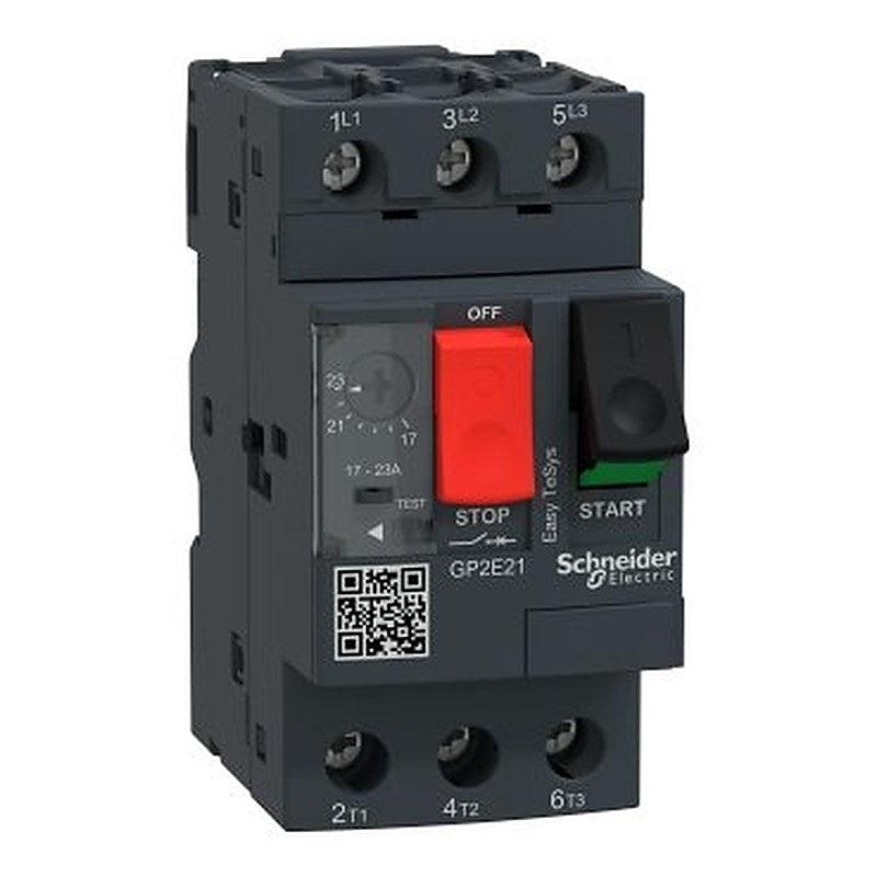 Manual motor controller,Easy TeSys GP2E,3P,17-23A,thermal magnetic trip,screw clamp terminals (Manual motor controller Easy TeSys GP2E) is a Schneider Electric product. Designed for reliable performance and long service life. Available across Iraq — contact us for pricing and delivery options.