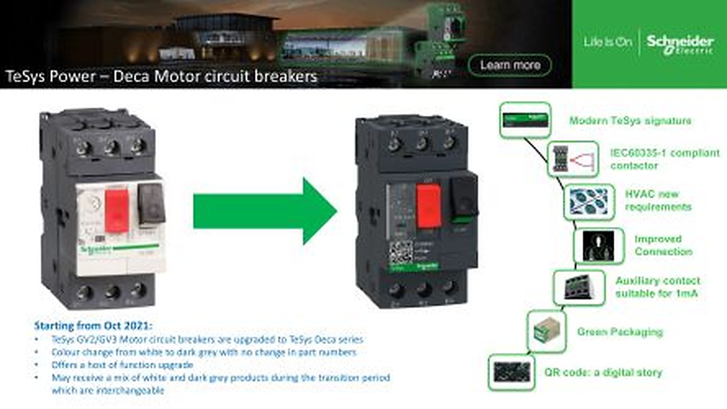 Schneider Electric TeSys TeSyS GV Thermal Circuit Breaker - 3-Pole, DIN Rail, 73A Current Rating, 65 kA