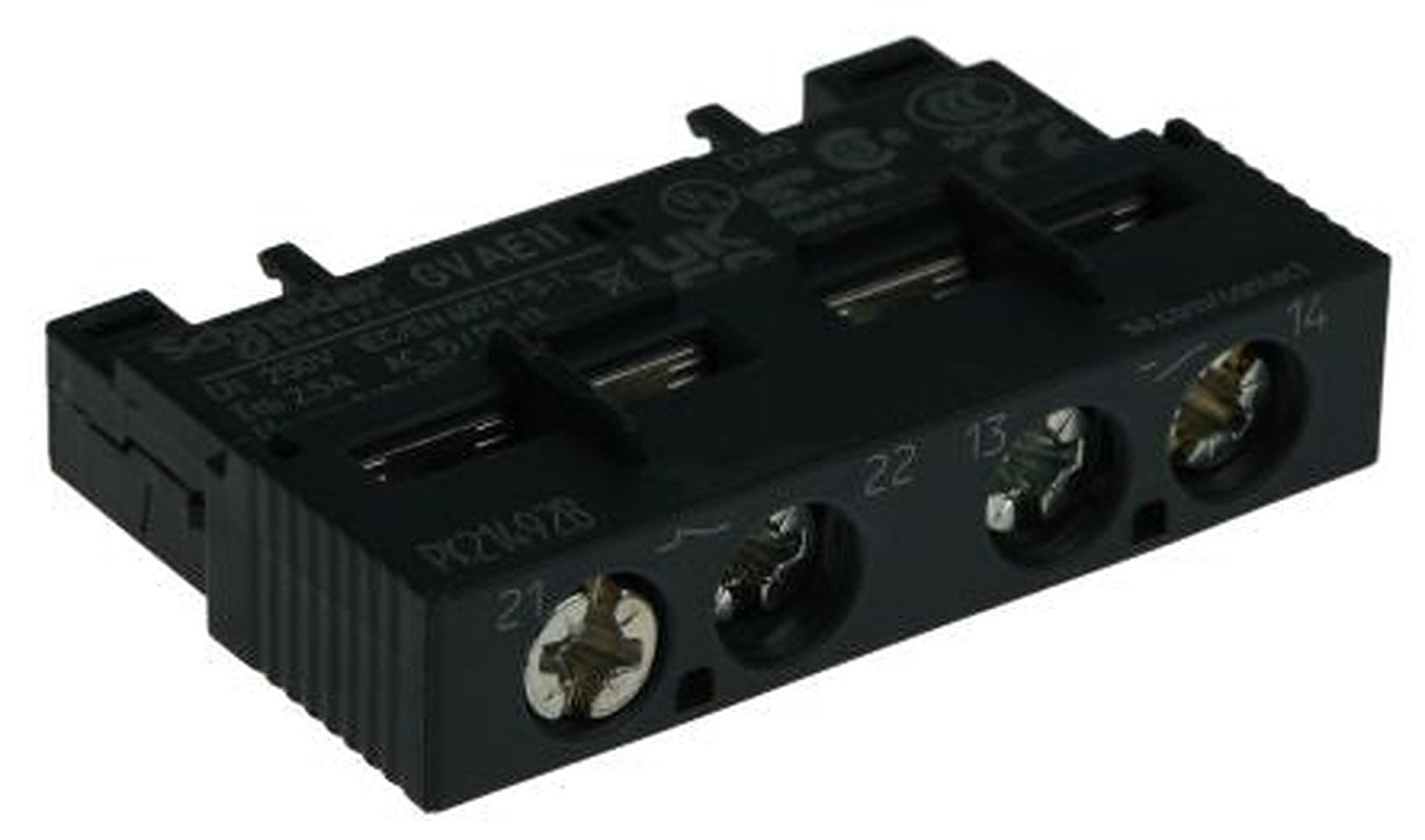 Schneider Electric Auxiliary Contact, 2 Contact, 1 NO/1 NC, GVAE, Front, 2.5 A, 240V ac, GVAE11