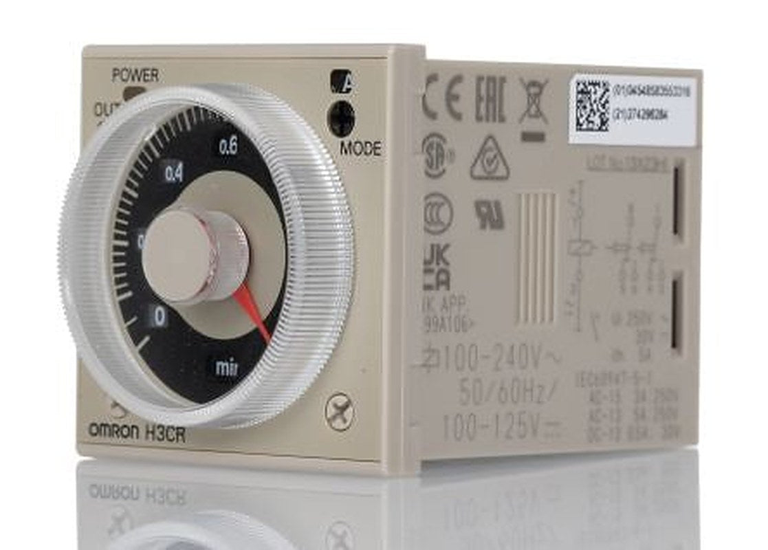 Omron H3CR Series Timer Relay, 2-Contact 100V ac, 125 V ac, 240 V ac, 0.05 to 1080000 s, DPDT Switch Configuration