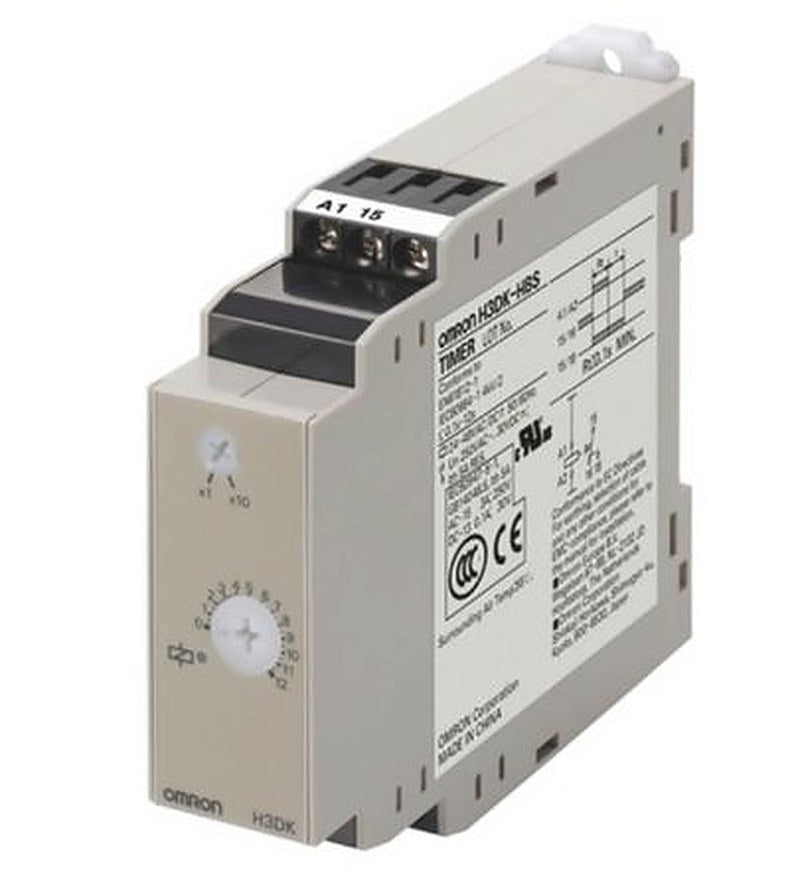 Omron H3DK Series DIN Rail Timer Relay, 240 V ac 240V ac, 0.1 to 12 s, 1-Function, SPDT Switch Configuration