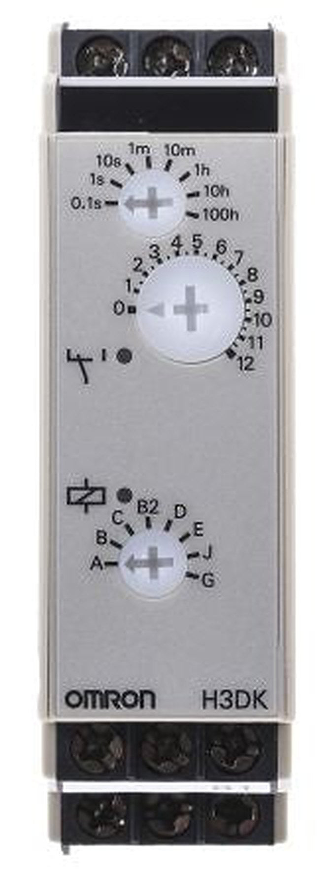 Omron H3DK Series DIN Rail Timer Relay, 1-Contact, 12 to to 240 V dc 24V ac, 240 V ac, 0.1 s to 1200 h,