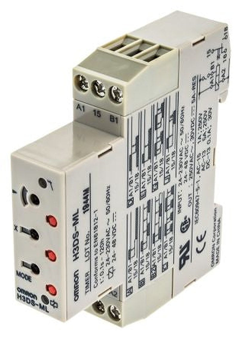Omron EF7616 Series DIN Rail Timer Relay, 1-Contact, 48 V dc 230V ac, 24 V ac, 0.1 s to 120 h, Multifunction-Function,
