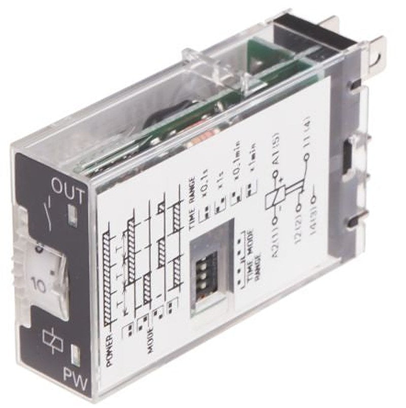 Omron H3RN Series Panel Timer Relay, 5-Contact, 12 V dc 12V ac, 0.1 s to 10 min, Multifunction-Function, SPDT Switch