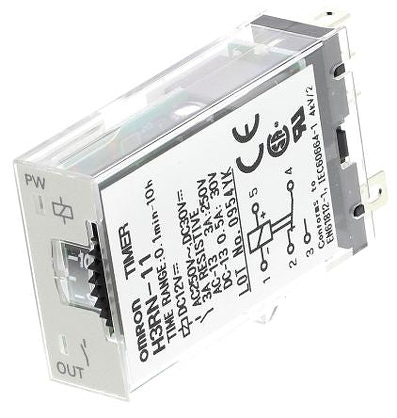 Omron H3RN Series Panel Timer Relay, 1-Contact, 12 V dc 12V ac, 0 to 60 min, Multifunction-Function, SPDT Switch