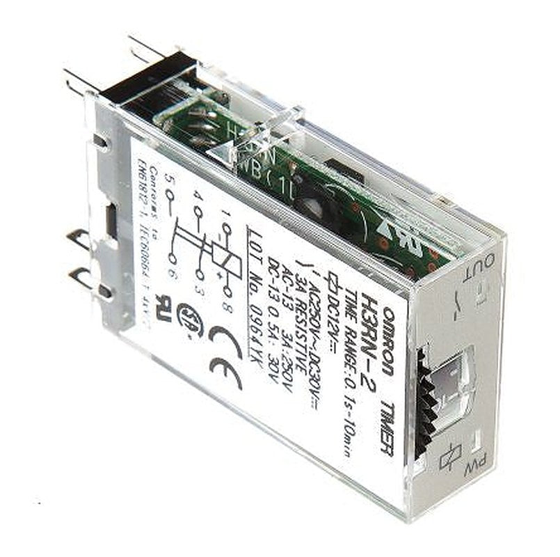 Omron H3RN Series DIN Rail Timer Relay, 2-Contact, 12 V dc, 0.1 s to 10 min, Multifunction-Function, DPST-NO Switch