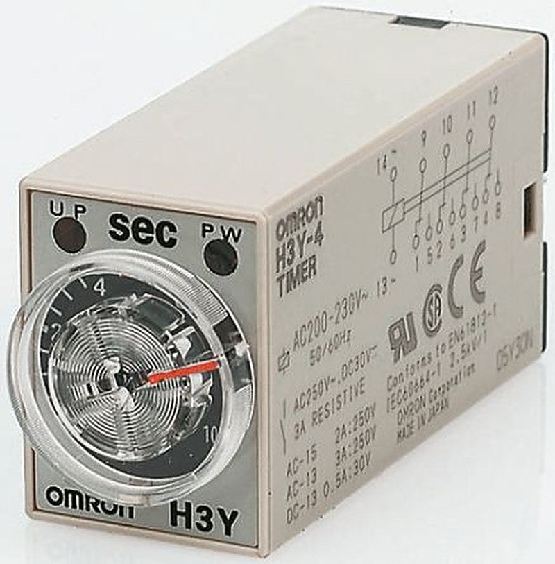 Omron H3BA Series DIN Rail Timer Relay, 8-Contact, 24 V dc, 1 s, DPDT Switch Configuration