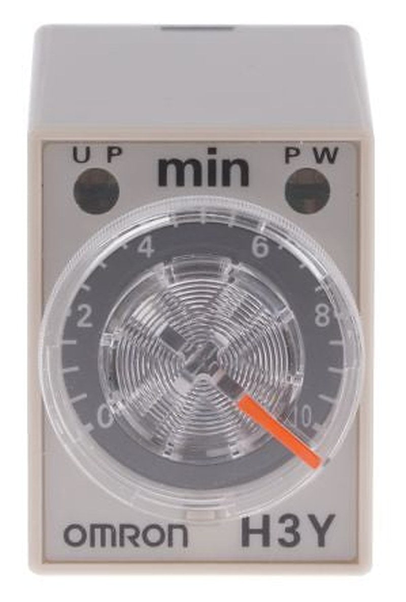 Omron H3Y-4 Series DIN Rail Solid State Timer, 14-Contact, 125 V dc 24V ac, 0.5 to 10 min, 1-Function, 4PDT Switch