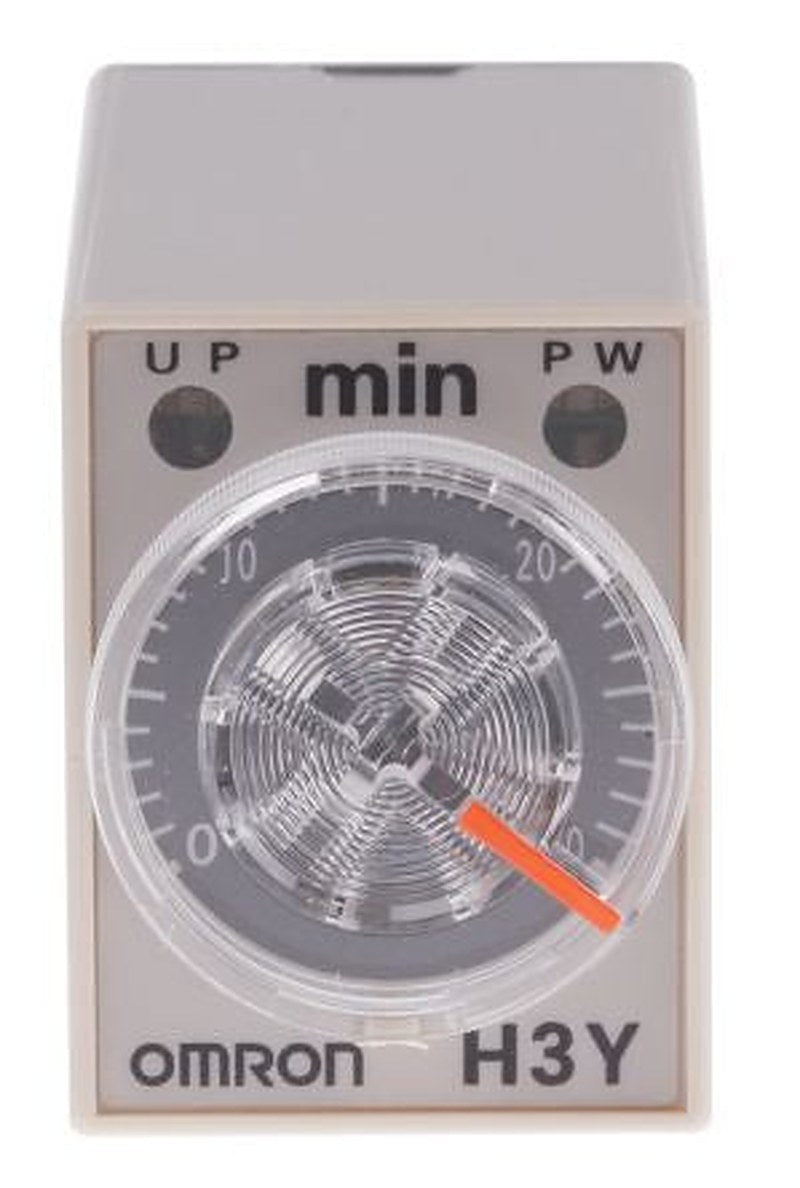 Omron H3Y-4 Series DIN Rail Timer Relay, 4-Contact, 125 V dc 24V ac, 1 to 30 min, 1-Function, 4PDT Switch Configuration