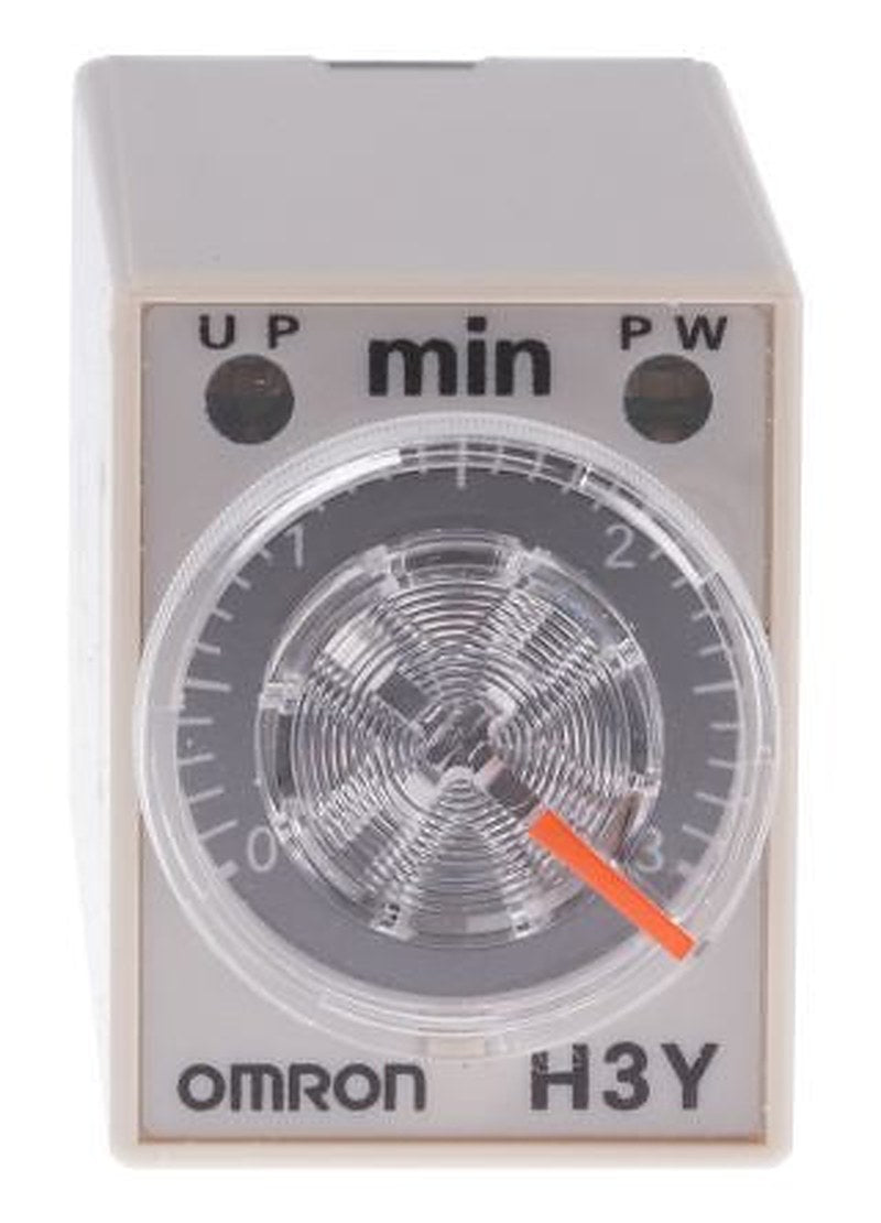 Omron H3Y-4 Series DIN Rail Timer Relay, 4-Contact, 125 V dc 24V ac, 0.1 to 3 min, 1-Function, 4PDT Switch Configuration