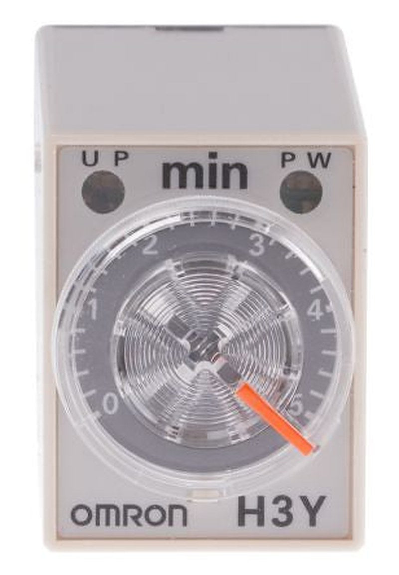 Omron H3Y-4 Series DIN Rail Timer Relay, 4-Contact, 125 V dc 24V ac, 0.2 to 5 min, 1-Function, 4PDT Switch Configuration