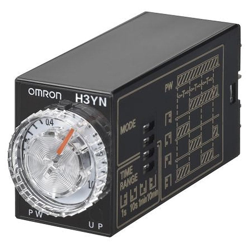 Omron H3YN Series Panel Timer Relay, 4-Contact, 125 V dc 12V ac, 0.1 s to 10 min, Multifunction-Function, 4 NO/4 NC