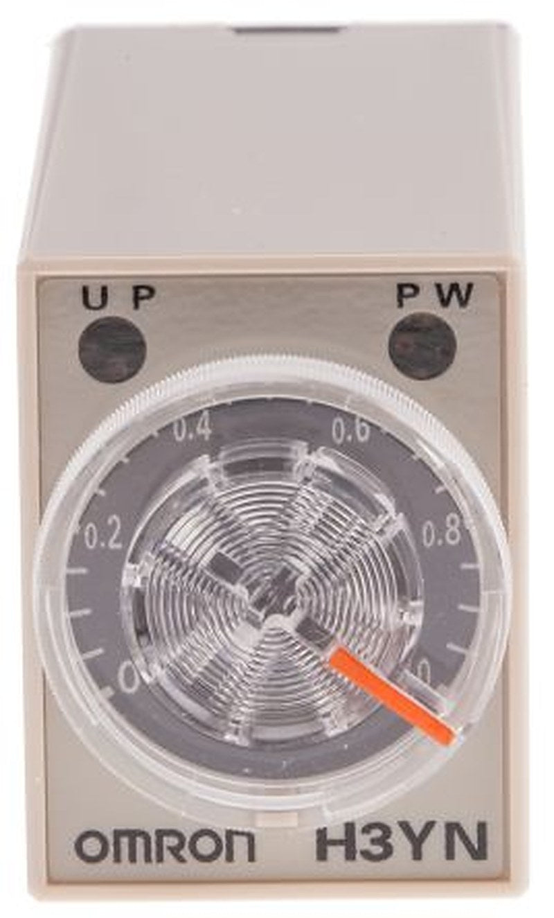 Omron H3YN Series DIN Rail Timer Relay, 4-Contact, 24 V dc 24V ac, 0.1 min to 10 h, Multifunction-Function, 4PDT Switch