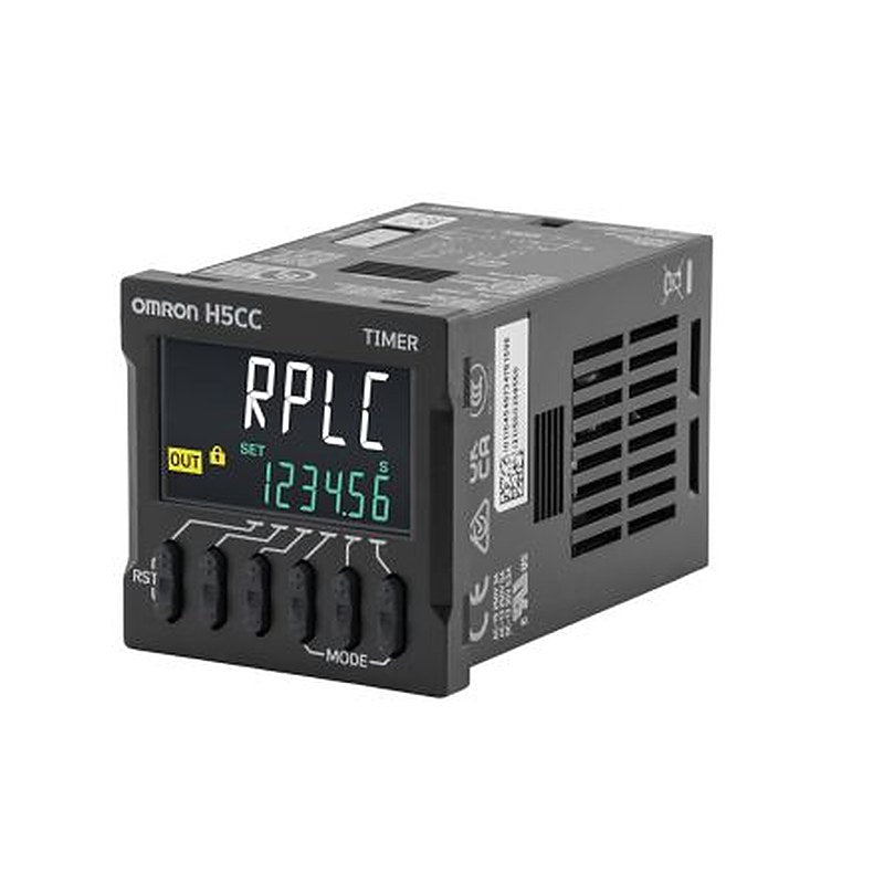 Omron H5CC Series DIN Rail, Panel, Socket Timer Relay, 1-Contact, 24 to 240 V dc 24V ac, 240 V ac, 0.001 s to 999999h h,