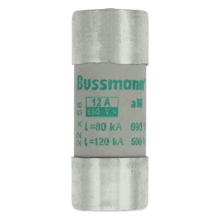 Eaton 12A Ceramic Cartridge Fuse, 22 x 58 mm