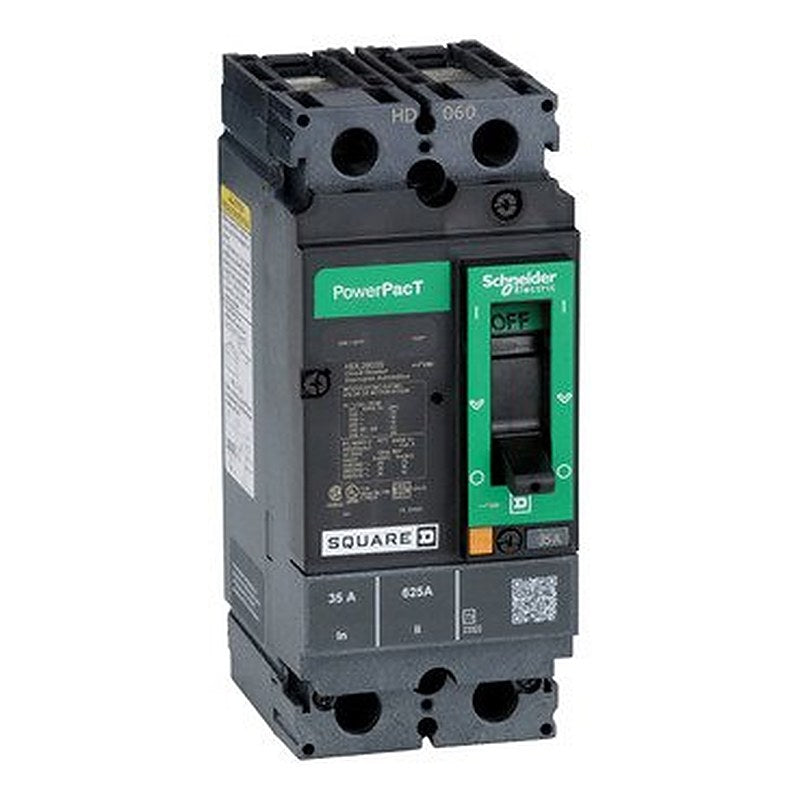 Circuit breaker, PowerPacT H, 35A, 2 pole, 600VAC, 14kA, lugs, thermal magnetic, 80% (Circuit breaker PowerPacT H) is a Schneider Electric product. Designed for reliable performance and long service life. Available across Iraq — contact us for pricing and delivery options.