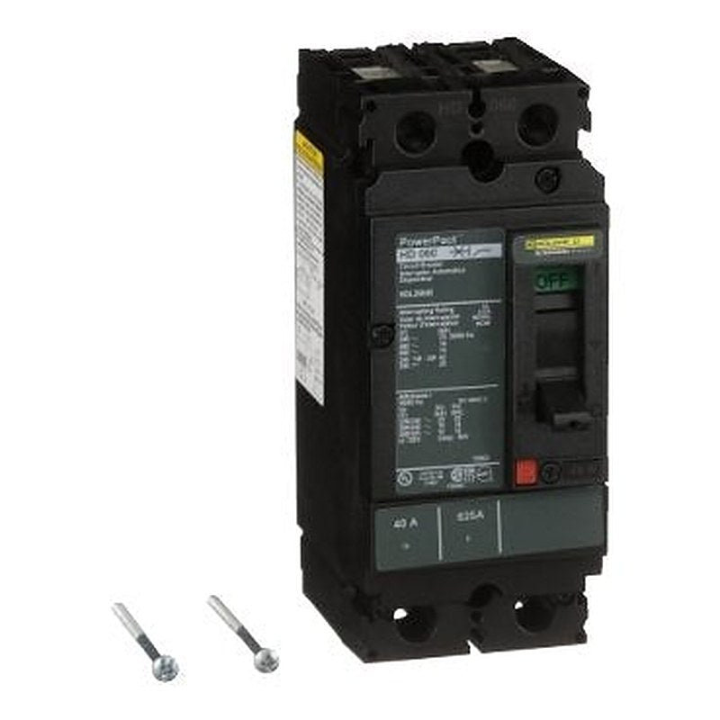 Circuit breaker, PowerPacT H, 40A, 2 pole, 600VAC, 14kA, lugs, thermal magnetic, 80% (Circuit breaker PowerPacT H) is a Schneider Electric product. Designed for reliable performance and long service life. Available across Iraq — contact us for pricing and delivery options.