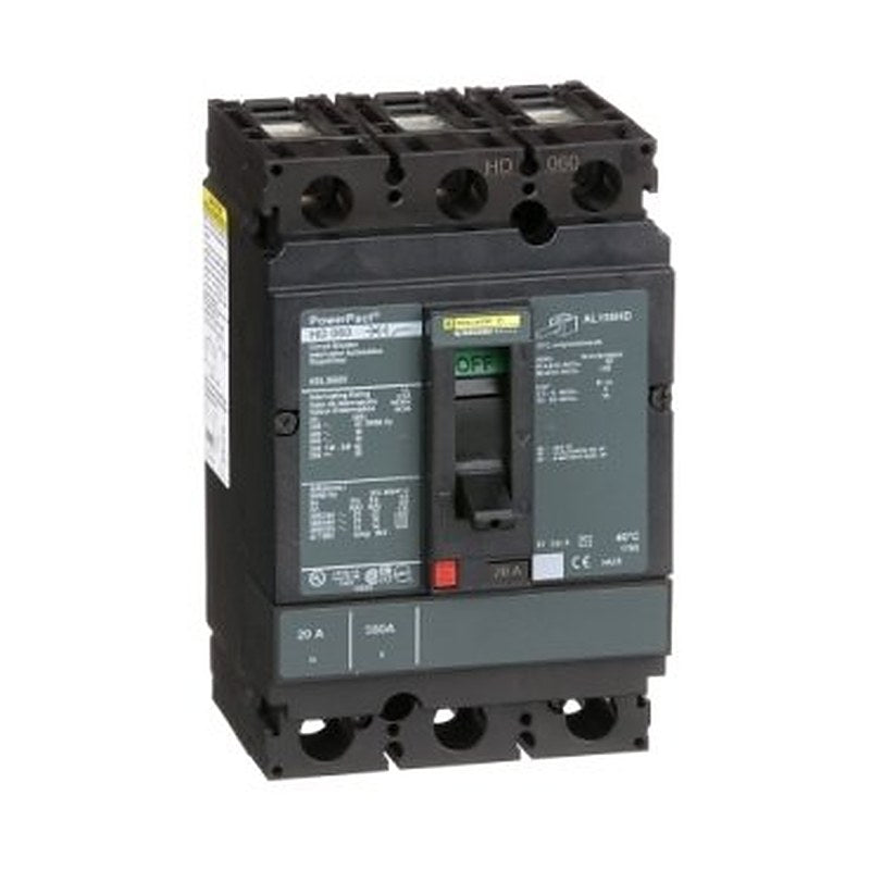 Circuit breaker, PowerPacT H, 20A, 3 pole, 600VAC, 14kA, lugs, thermal magnetic, 80% (Circuit breaker PowerPacT H) is a Schneider Electric product. Designed for reliable performance and long service life. Available across Iraq — contact us for pricing and delivery options.