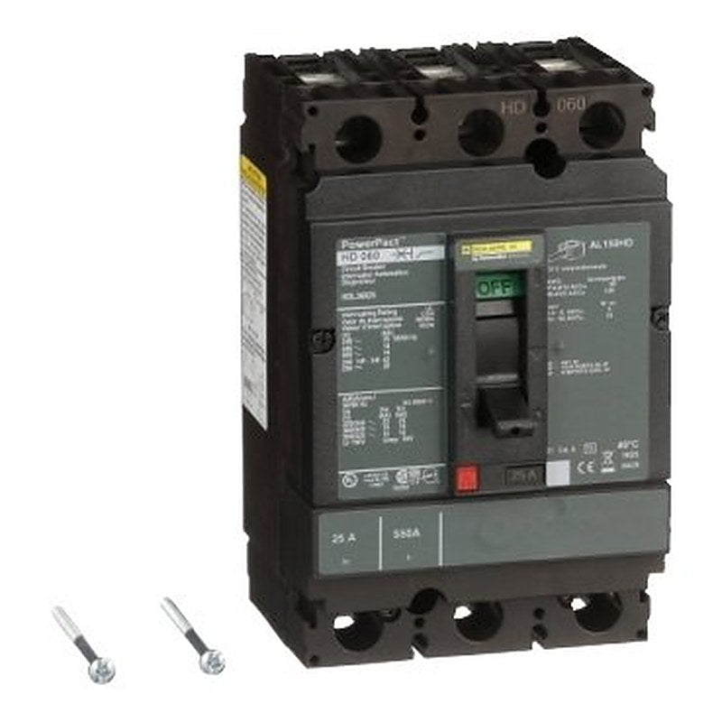Circuit breaker, PowerPacT H, 25A, 3 pole, 600VAC, 14kA, lugs, thermal magnetic, 80% (Circuit breaker PowerPacT H) is a Schneider Electric product. Designed for reliable performance and long service life. Available across Iraq — contact us for pricing and delivery options.
