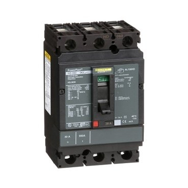Circuit breaker, PowerPacT H, 30A, 3 pole, 600VAC, 14kA, lugs, thermal magnetic, 80% (Circuit breaker PowerPacT H) is a Schneider Electric product. Designed for reliable performance and long service life. Available across Iraq — contact us for pricing and delivery options.