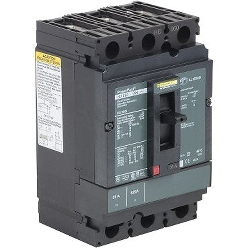 Circuit breaker, PowerPacT H, 35A, 3 pole, 600VAC, 14kA, lugs, thermal magnetic, 80%, interchangeable trip unit (Circuit breaker PowerPacT H) is a Schneider Electric product. Designed for reliable performance and long service life. Available across Iraq — contact us for pricing and delivery options.