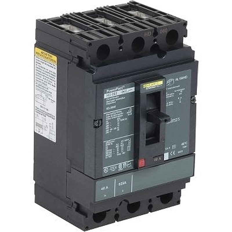 Circuit breaker, PowerPacT H, 40A, 3 pole, 600VAC, 14kA, lugs, thermal magnetic, 80%, rotary handle, red extended (Circuit breaker PowerPacT H) is a Schneider Electric product. Designed for reliable performance and long service life. Available across Iraq — contact us for pricing and delivery options.
