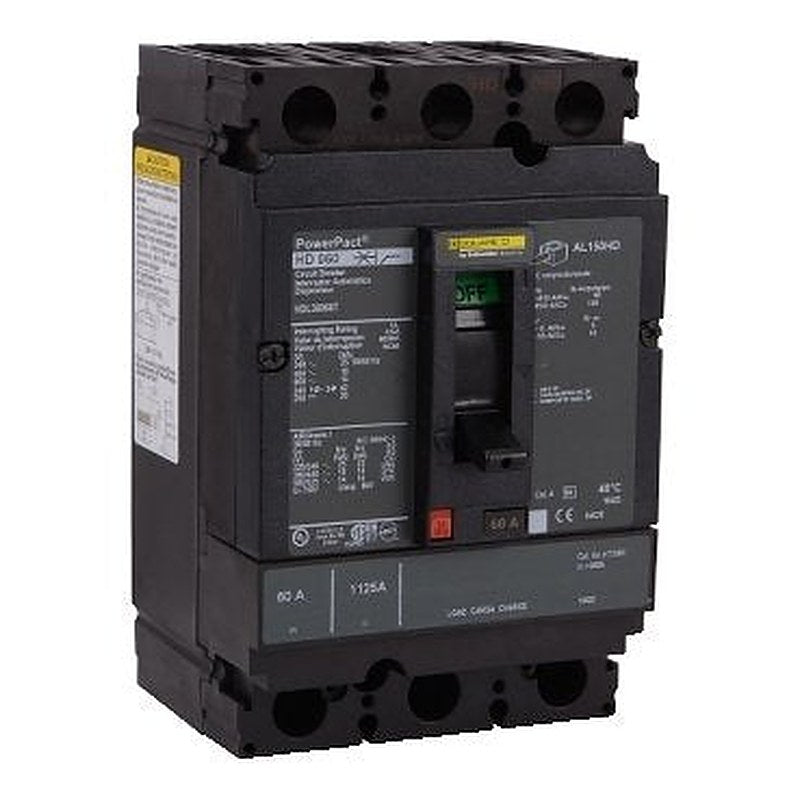 Circuit breaker, PowerPacT H, 60A, 3 pole, 600VAC, 14kA, lugs, Micrologic 6.2A, 80%, interchangeable trip unit (Circuit breaker PowerPacT H) is a Schneider Electric product. Designed for reliable performance and long service life. Available across Iraq — contact us for pricing and delivery options.