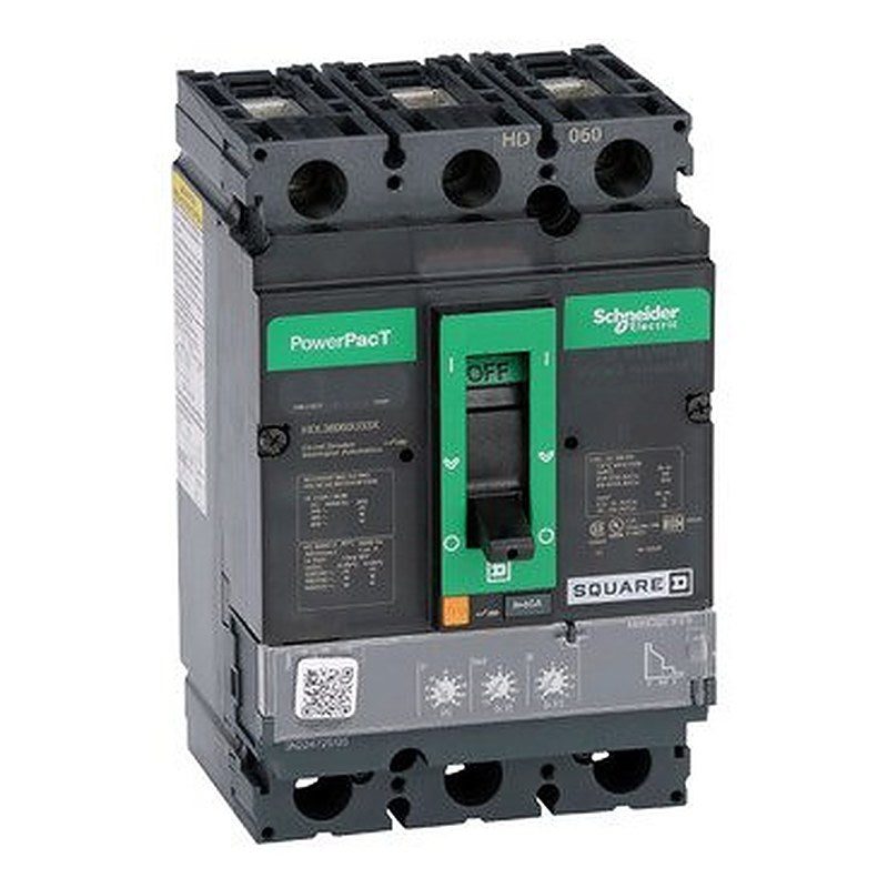 Circuit breaker, PowerPacT H, 60A, 3 pole, 600VAC, 14kA, lugs, Micrologic 3.2S, 80% (Circuit breaker PowerPacT H) is a Schneider Electric product. Designed for reliable performance and long service life. Available across Iraq — contact us for pricing and delivery options.