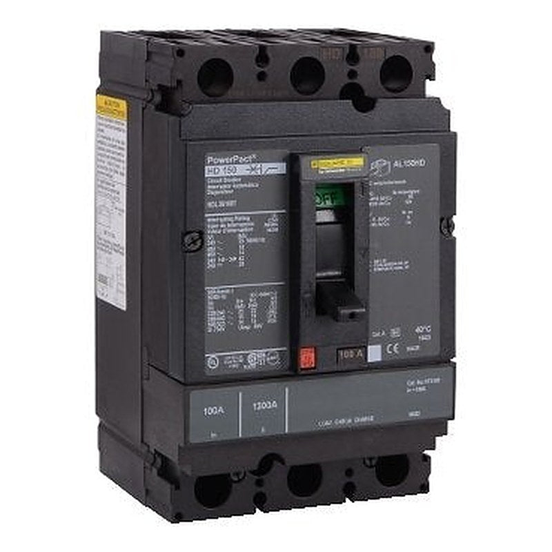 Circuit breaker, PowerPacT H, 100A, 3 pole, 600VAC, 14kA, lugs, thermal magnetic, 80%, interchangeable trip unit (Circuit breaker PowerPacT H) is a Schneider Electric product. Designed for reliable performance and long service life. Available across Iraq — contact us for pricing and delivery options.