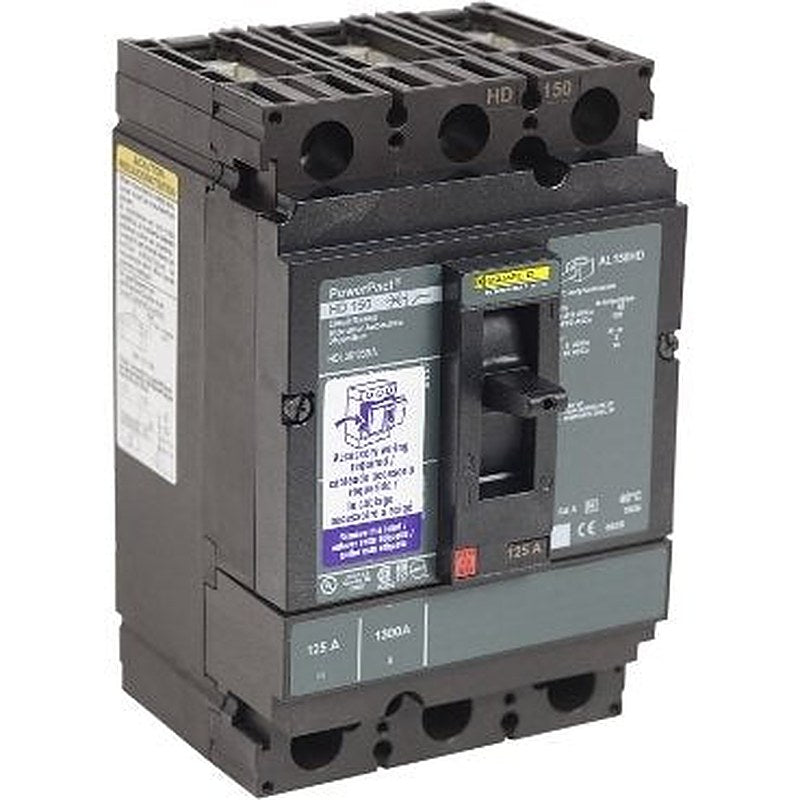 Circuit breaker, PowerPacT H, 125A, 3 pole, 600VAC, 14kA, lugs, thermal magnetic, 80%, shunt (Circuit breaker PowerPacT H) is a Schneider Electric product. Designed for reliable performance and long service life. Available across Iraq — contact us for pricing and delivery options.
