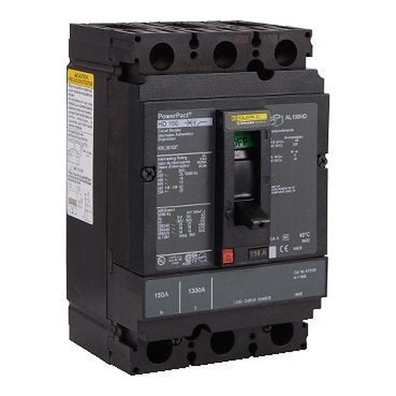Circuit breaker, PowerPacT H, 150A, 3 pole, 600VAC, 14kA, lugs, thermal magnetic, 80%, interchangeable trip unit (Circuit breaker PowerPacT H) is a Schneider Electric product. Designed for reliable performance and long service life. Available across Iraq — contact us for pricing and delivery options.
