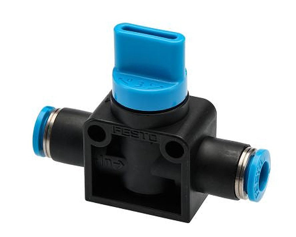 Festo HE-3-QS Series Pneumatic Manual Control Valve, 153475, Inlet Male/Female, Outlet Male/Female