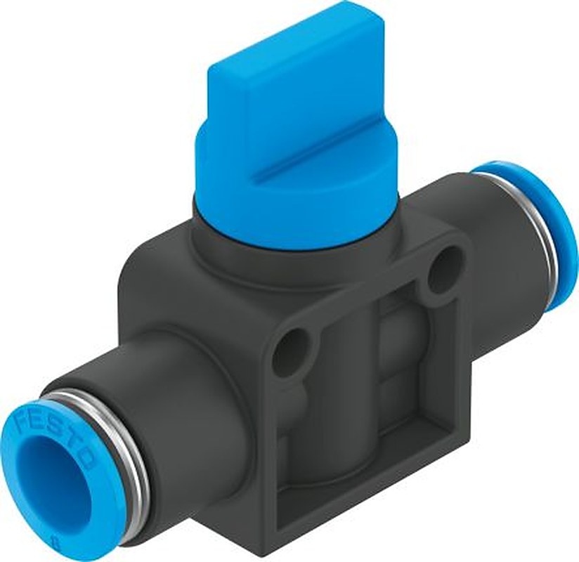 Festo HE-3-QS Series Pneumatic Manual Control Valve, 153476, Inlet Male/Female, Outlet Male/Female