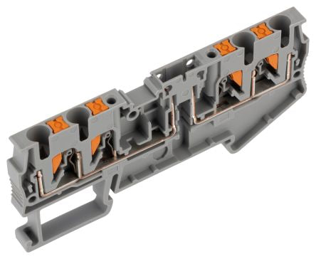 Phoenix Contact PTC Series Feed Through Terminal Block, 4-Way, 12AWG, 26 AWG Wire, 20A Push-in