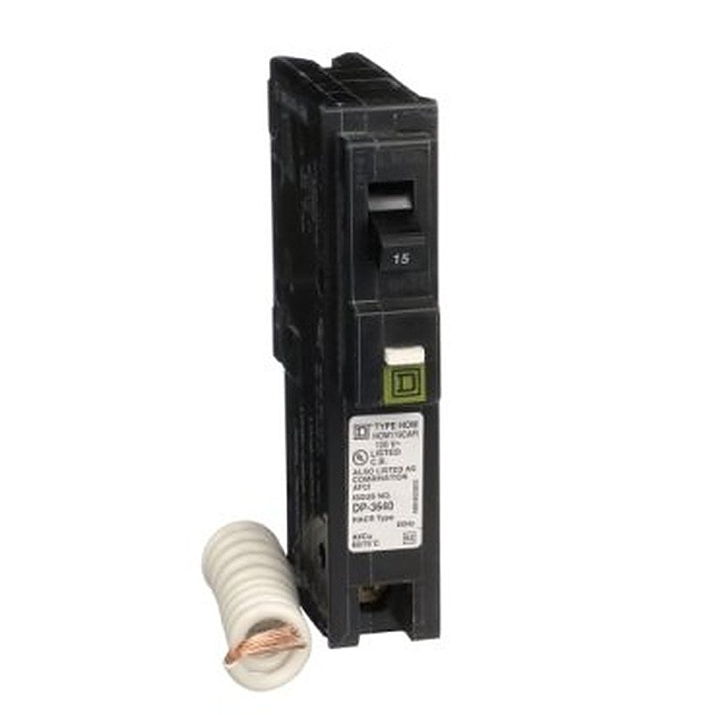 Mini circuit breaker, Homeline, 15A, 1 pole, 120VAC, 10kA AIR, combo arc fault, pigtail neutral, plug in, UL [TAA] (Mini circuit breaker Homeline) is a Schneider Electric product. Designed for reliable performance and long service life. Available across Iraq — contact us for pricing and delivery options.