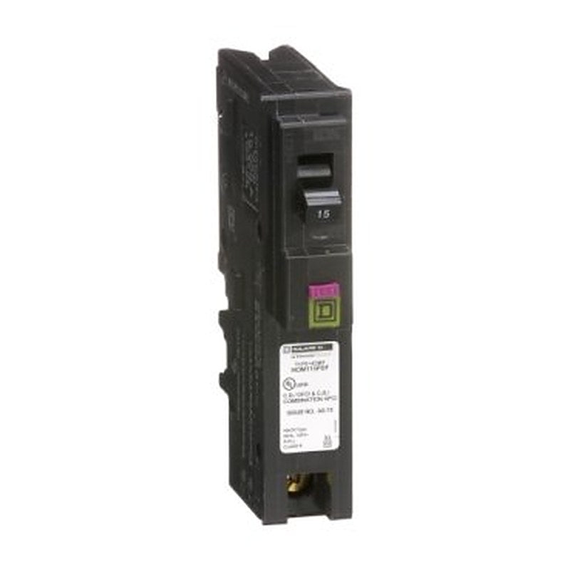 Mini circuit breaker, Homeline, 15A, 1 pole, 120VAC, 10kA AIR, combo ARC/ground fault, plug on neutral, plug in, UL [TAA] (Mini circuit breaker Homeline) is a Schneider Electric product. Designed for reliable performance and long service life. Available across Iraq — contact us for pricing and delivery options.