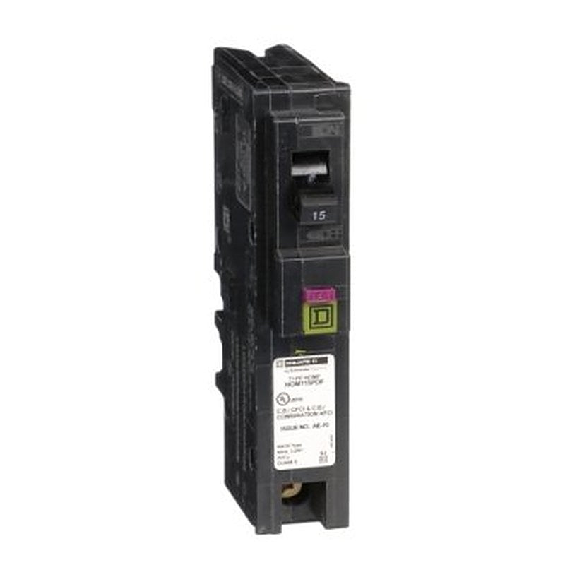 Mini circuit breaker, Homeline, 15A, 1 pole, 120VAC, 10kA AIR, combo ARC/ground fault, plug on neutral, plug in, UL [TAA] (Mini circuit breaker Homeline) is a Schneider Electric product. Designed for reliable performance and long service life. Available across Iraq — contact us for pricing and delivery options.