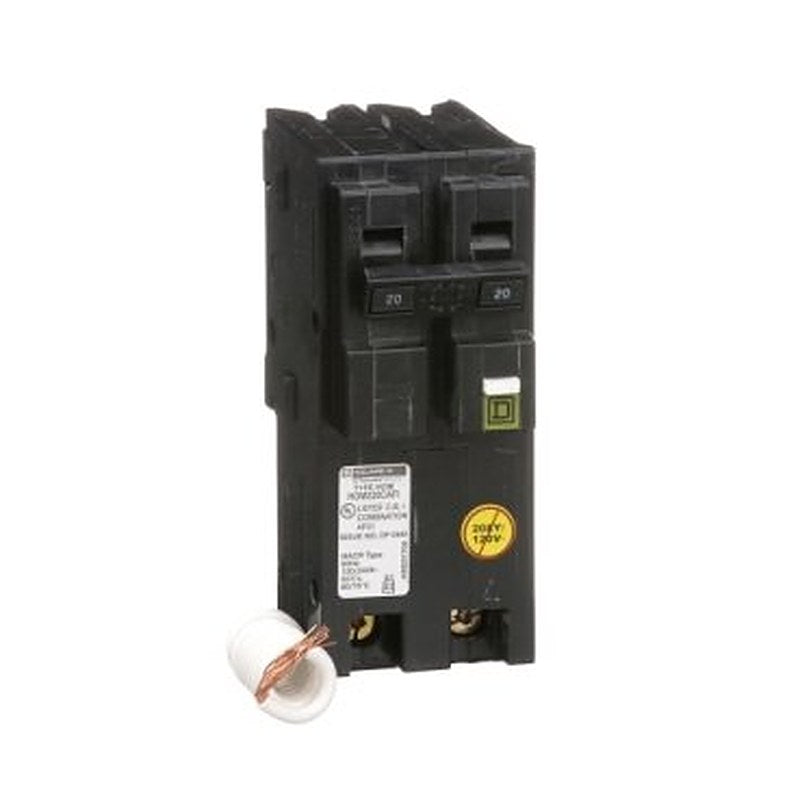 Mini circuit breaker, Homeline, 20A, 2 pole, 120VAC, 10kA AIR, combo arc fault, pigtail neutral, plug in, UL [TAA] (Mini circuit breaker Homeline) is a Schneider Electric product. Designed for reliable performance and long service life. Available across Iraq — contact us for pricing and delivery options.