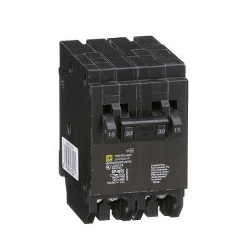 Tandem circuit breaker, Homeline, 2 x 1 pole at 15A, 1 x 2 pole at 30A, 120/240VAC, 10kA AIR, plug in, UL (Tandem circuit breaker Homeline) is a Schneider Electric product. Designed for reliable performance and long service life. Available across Iraq — contact us for pricing and delivery options.