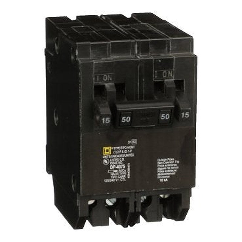 Tandem circuit breaker, Homeline, 2 x 1 pole at 15A, 1 x 2 pole at 50A, 120/240VAC, 10kA AIR, plug in, UL (Tandem circuit breaker Homeline) is a Schneider Electric product. Designed for reliable performance and long service life. Available across Iraq — contact us for pricing and delivery options.