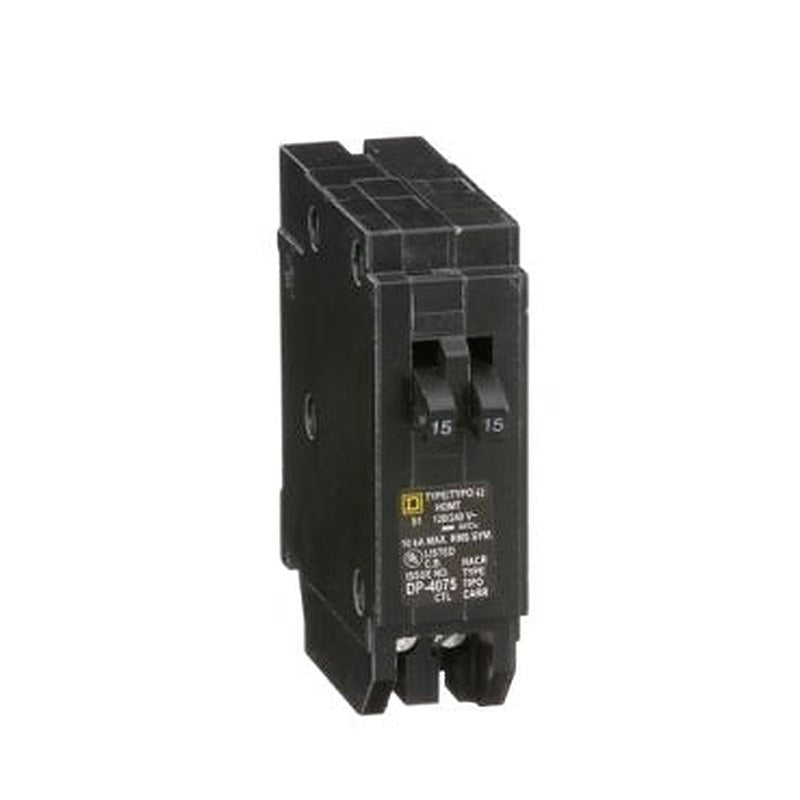 Tandem circuit breaker, Homeline, 2 x 1 pole at 15A, 120/240VAC, 10kA AIR, plug in, UL (Tandem circuit breaker Homeline) is a Schneider Electric product. Designed for reliable performance and long service life. Available across Iraq — contact us for pricing and delivery options.