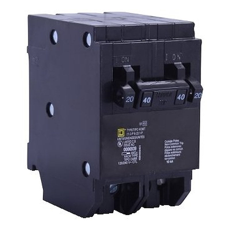 Tandem circuit breaker, Homeline, 2 x 1 pole at 20A, 1 x 2 pole at 40A, 120/240VAC, 10kA AIR, plug in, UL (Tandem circuit breaker Homeline) is a Schneider Electric product. Designed for reliable performance and long service life. Available across Iraq — contact us for pricing and delivery options.