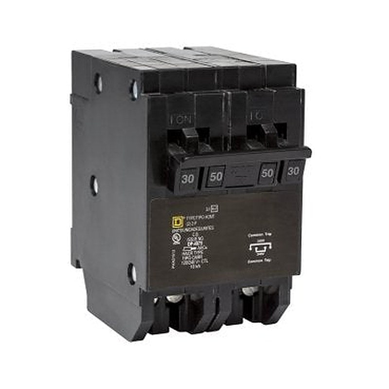 Quad tandem circuit breaker, Homeline, 1 x 2 pole at 30A, 1 x 2 pole at 50A, 120/240VAC, 10kA AIR, plug in, UL (Quad tandem circuit breaker Homeline) is a Schneider Electric product. Designed for reliable performance and long service life. Available across Iraq — contact us for pricing and delivery options.
