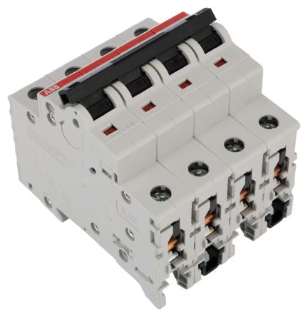 ABB System Pro M Compact S200 Miniature Circuit Breaker, 4-Pole, 10A, Type D, 400V ac AC, 6 kA Breaking Capacity