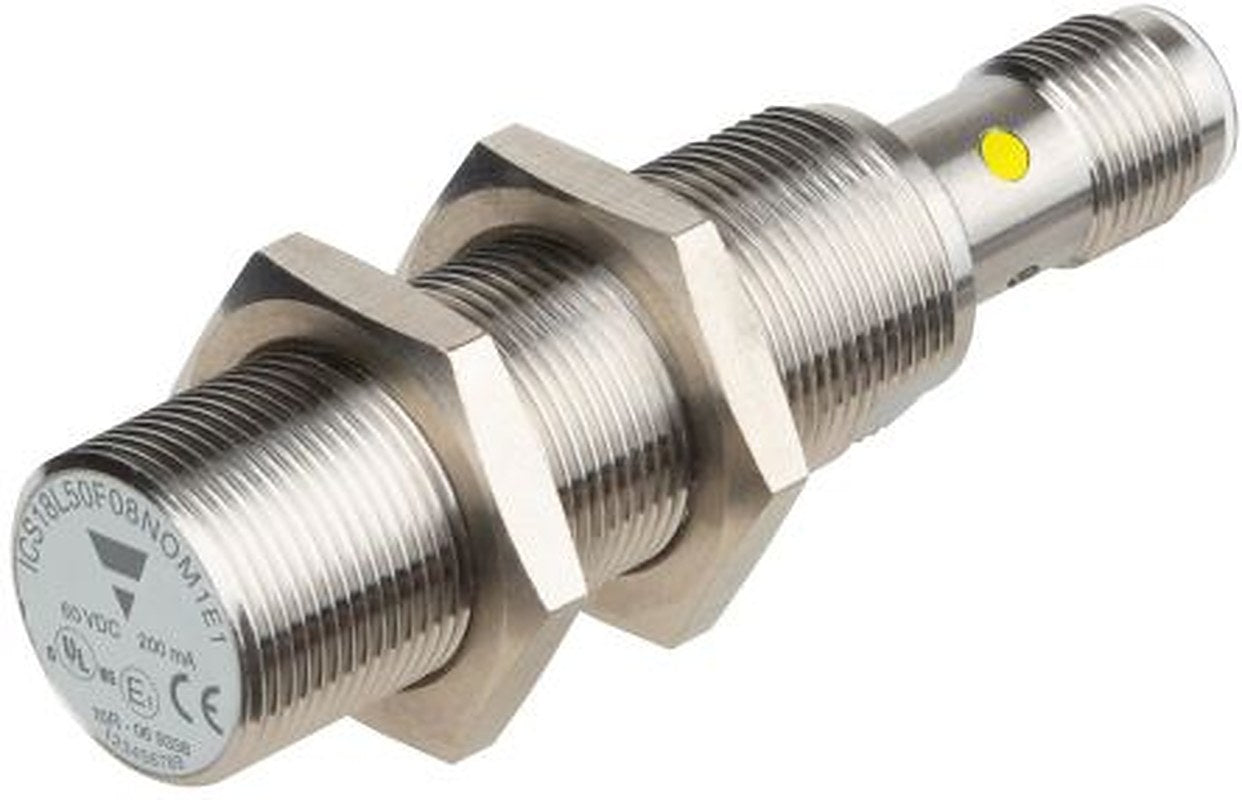 Carlo Gavazzi ICS18L50F08PCM1E1 Threaded Barrel Inductive Proximity Sensor, M18 PNP ICS18 60V dc 8 mm 60 V dc 200mA