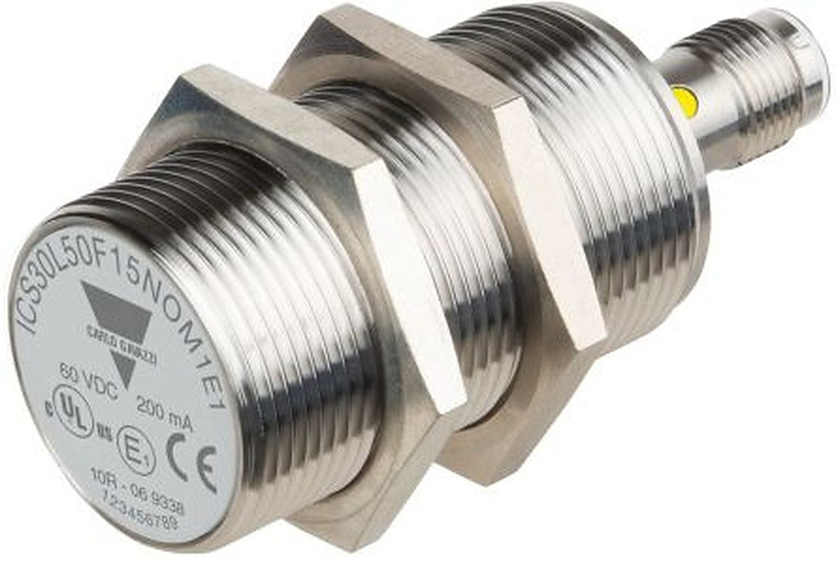 Carlo Gavazzi ICS30L50F15PCM1E1 Threaded Barrel Inductive Proximity Sensor, M30 PNP ICS30 60V dc 15 mm 60 V dc 200mA
